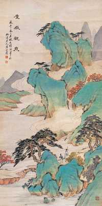 黄山寿 戊午（1918年）作 庐岳观泉 立轴